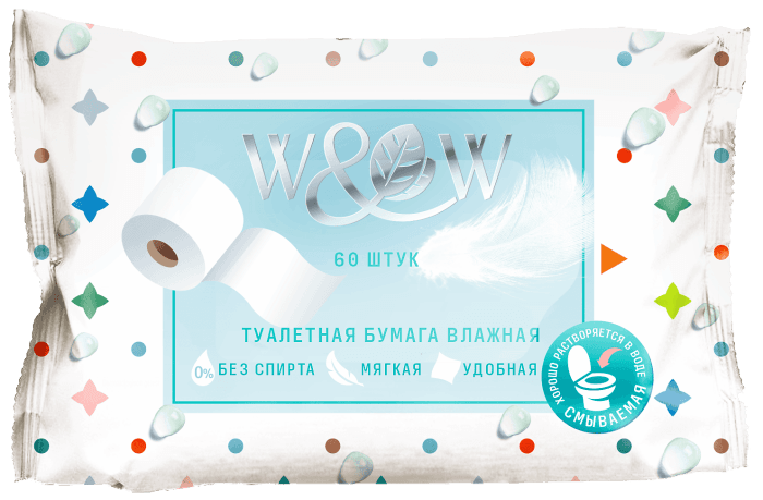 Влажная туалетная бумага W&W (60 шт.упак)