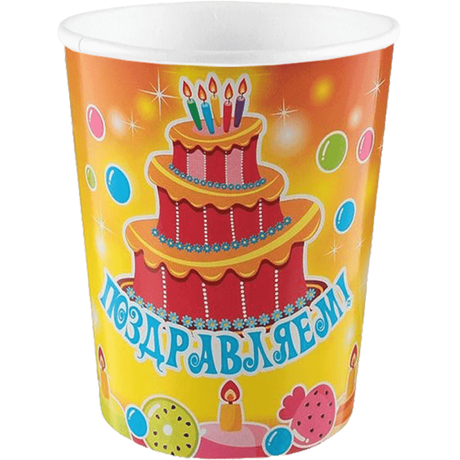 Набор бумажных стаканов 250 мл "Тортик" D-80 мм (6 шт.упак) Набор бумажных стаканов 250 мл "Тортик" D-80 мм (6 шт.упак)